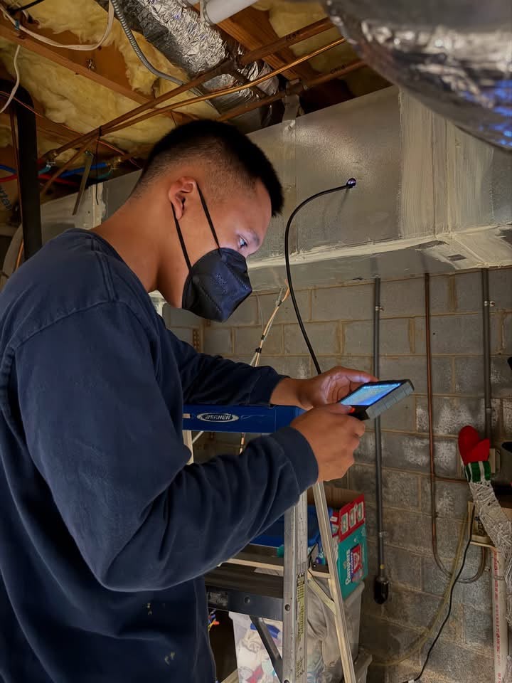 Pristine technician performing duct service